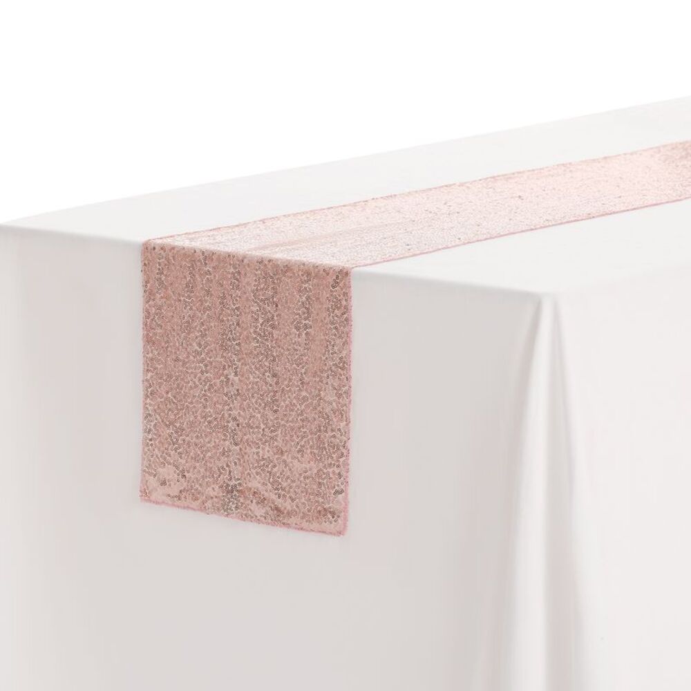 1 Pack Sparkly Sequin Table Runner 12x108 Inch Rose Gold